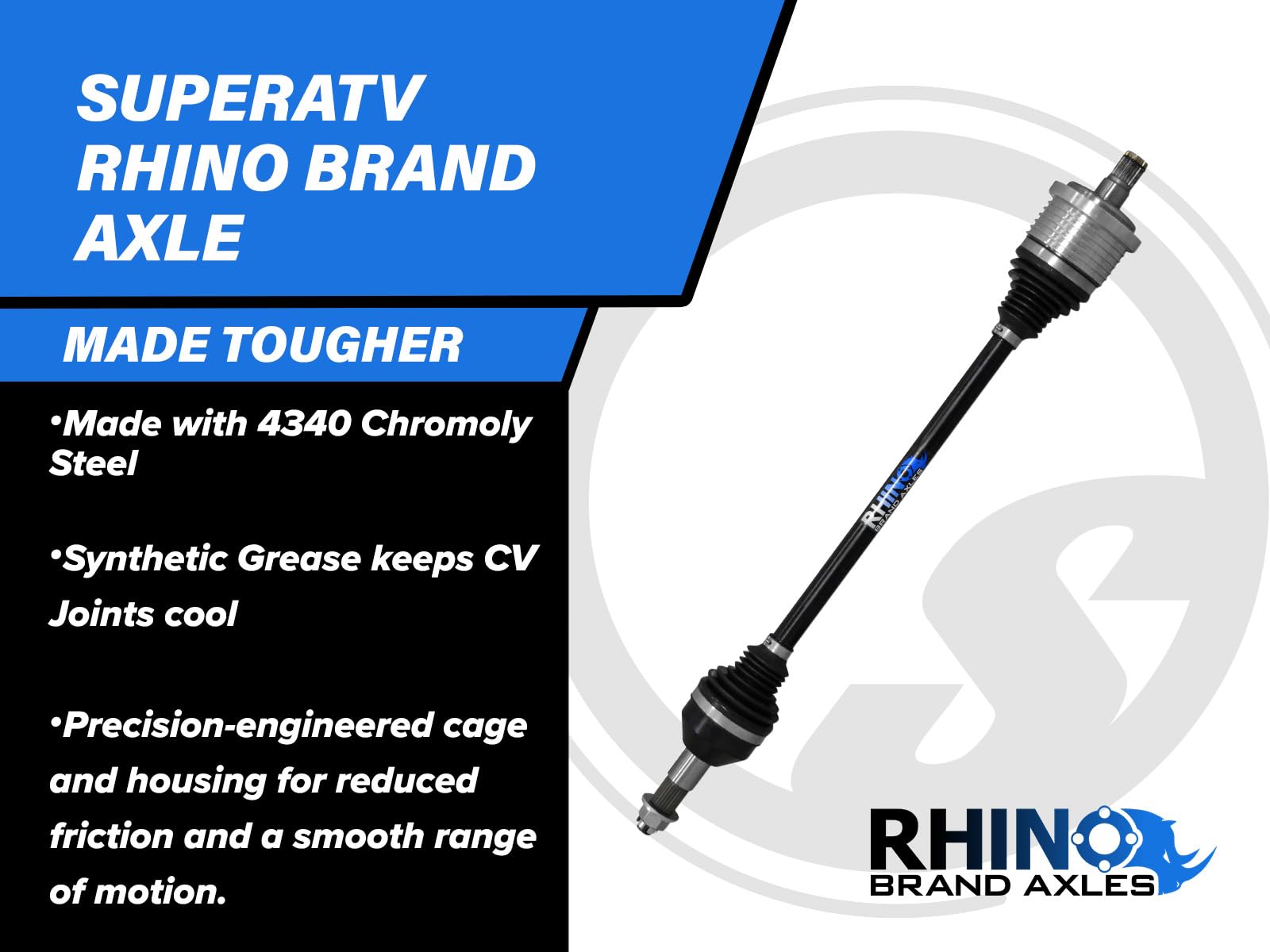 SuperATV Rhino Rear Axle For 2020+ Polaris General XP 1000 / XP4 1000 - Heavy Duty 4340 Chromoly, Replaces OEM 1334268