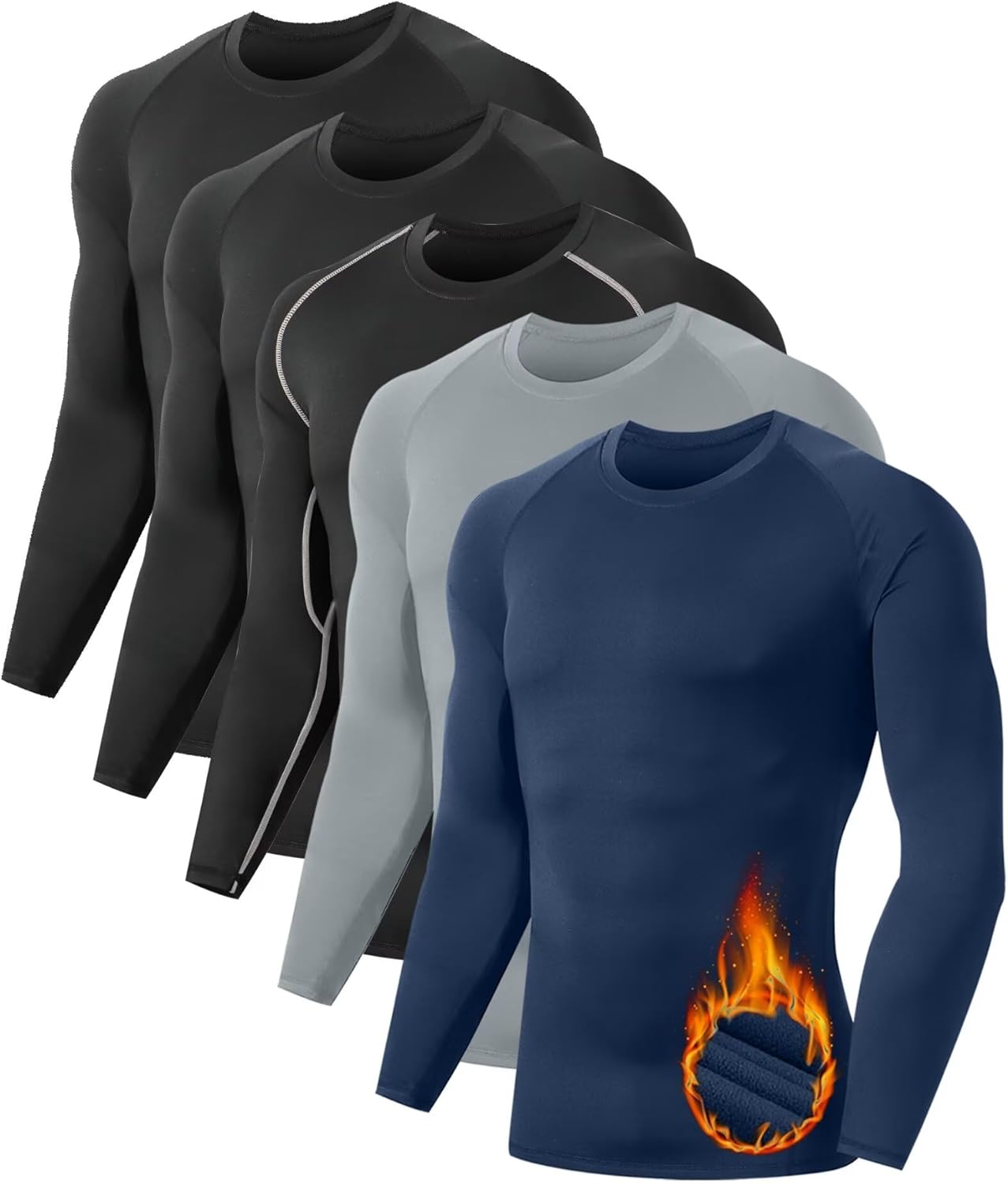 Men’s Fleece-Lined Thermal Compression Shirts – 4/5 Pack Long Sleeve Men’s Fleece-Lined Thermal Compression Shirts – 4/5 Pack Long Sleeve