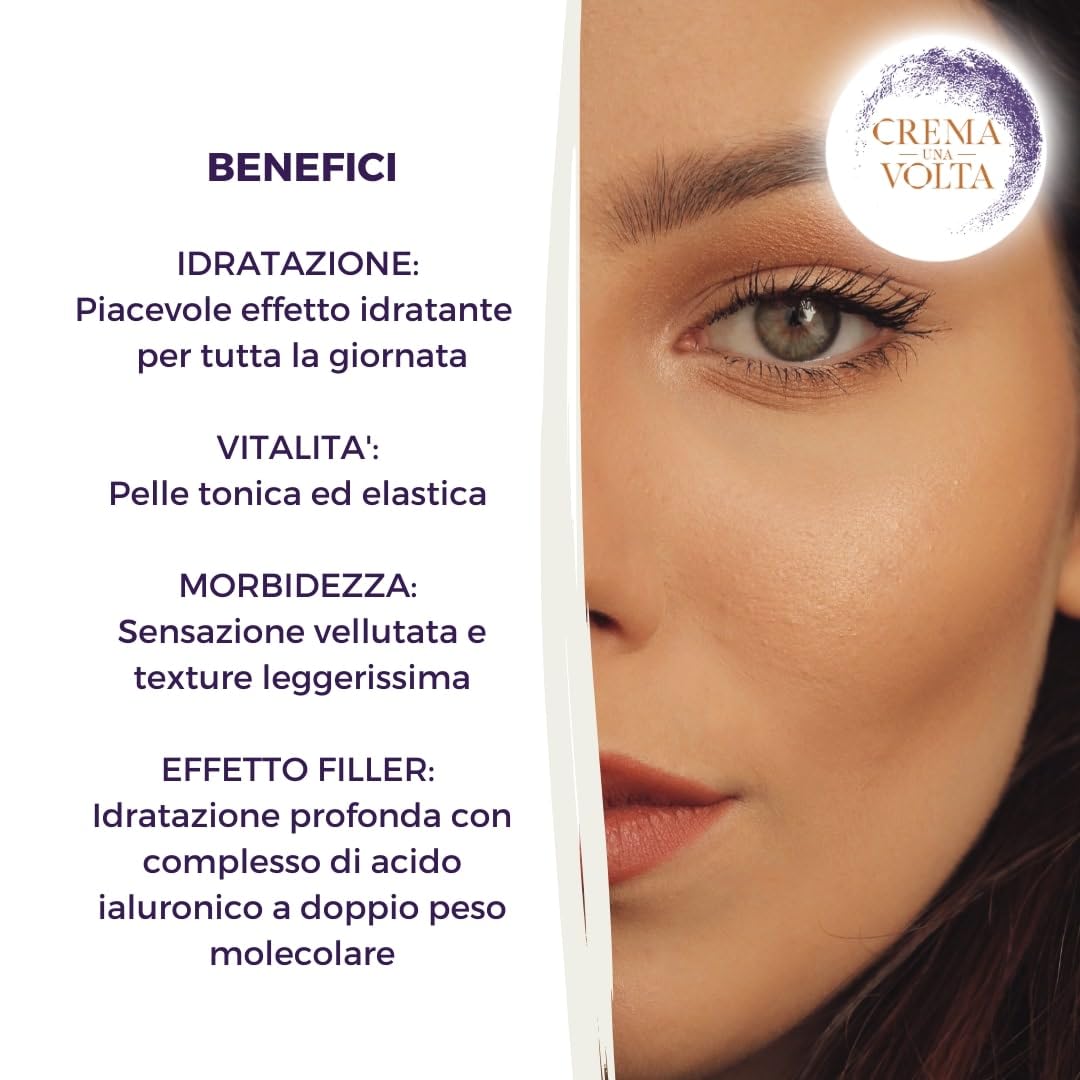 CremaUnaVolta Crema Viso Filler - Fruit Cell - con Acido Ialuronico e Cellule Vegetali – Idratante, Anti-età, Rimpolpante e Illuminante – Pelle Secca, Sensibile e Spenta – 30 ml