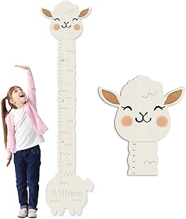 Personalized Name Height Chart for Wall, Alpaca Wood Growth Chart, Height Measurement for Wall Girls Boys Teen Room Wall Decor 63" x 15.7"