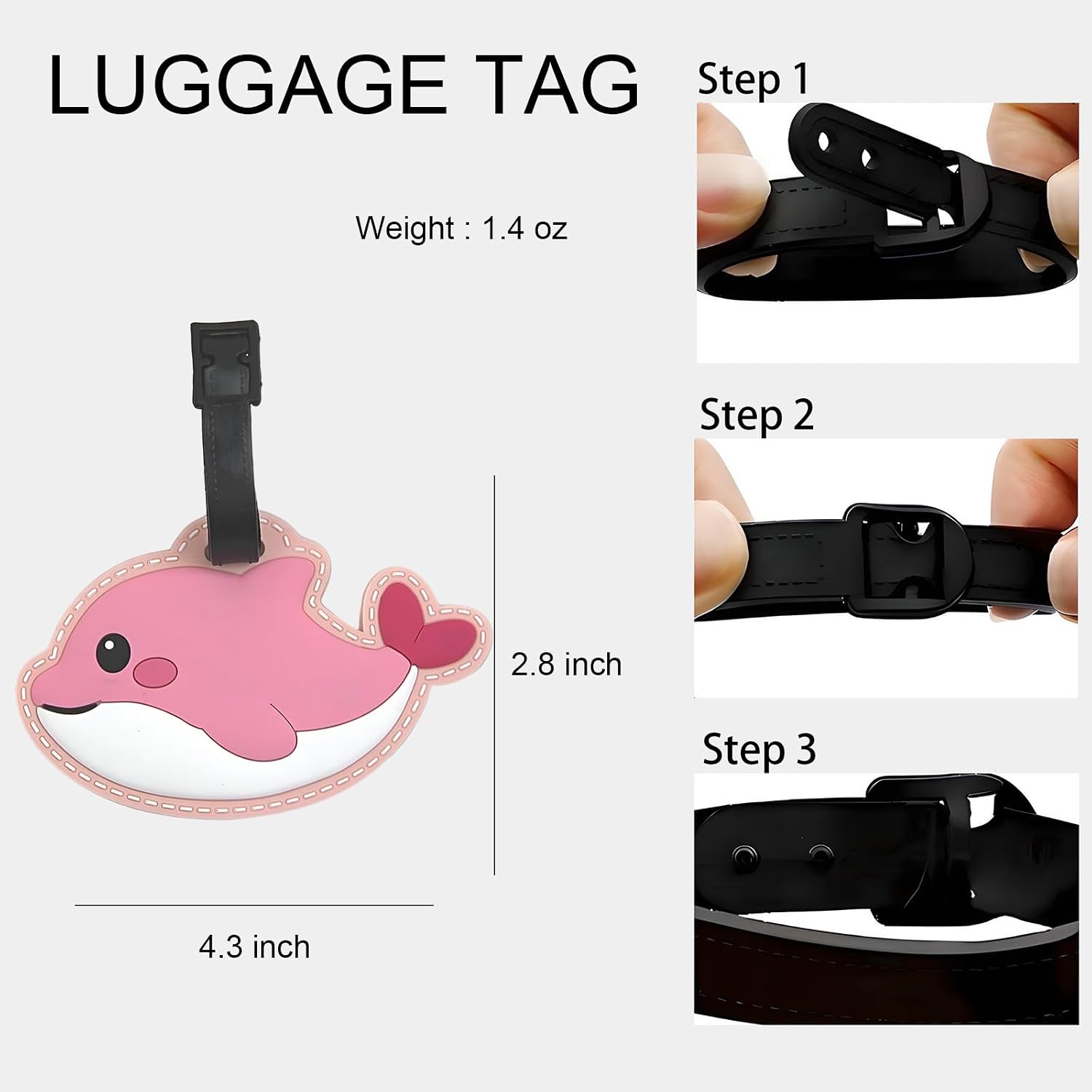Luggage Tags for Suitcases, Dolphin Ocean Pool Bag Silicone Travel ID Tag image 2