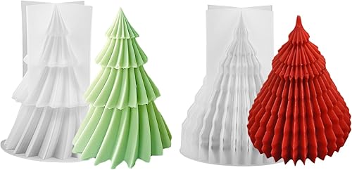 Miniatura 1 de TOPYS 2 moldes de silicona para árbol de Navidad, moldes de velas 3D para hacer velas, árbol de cono plegable, molde de silicona en forma de cono