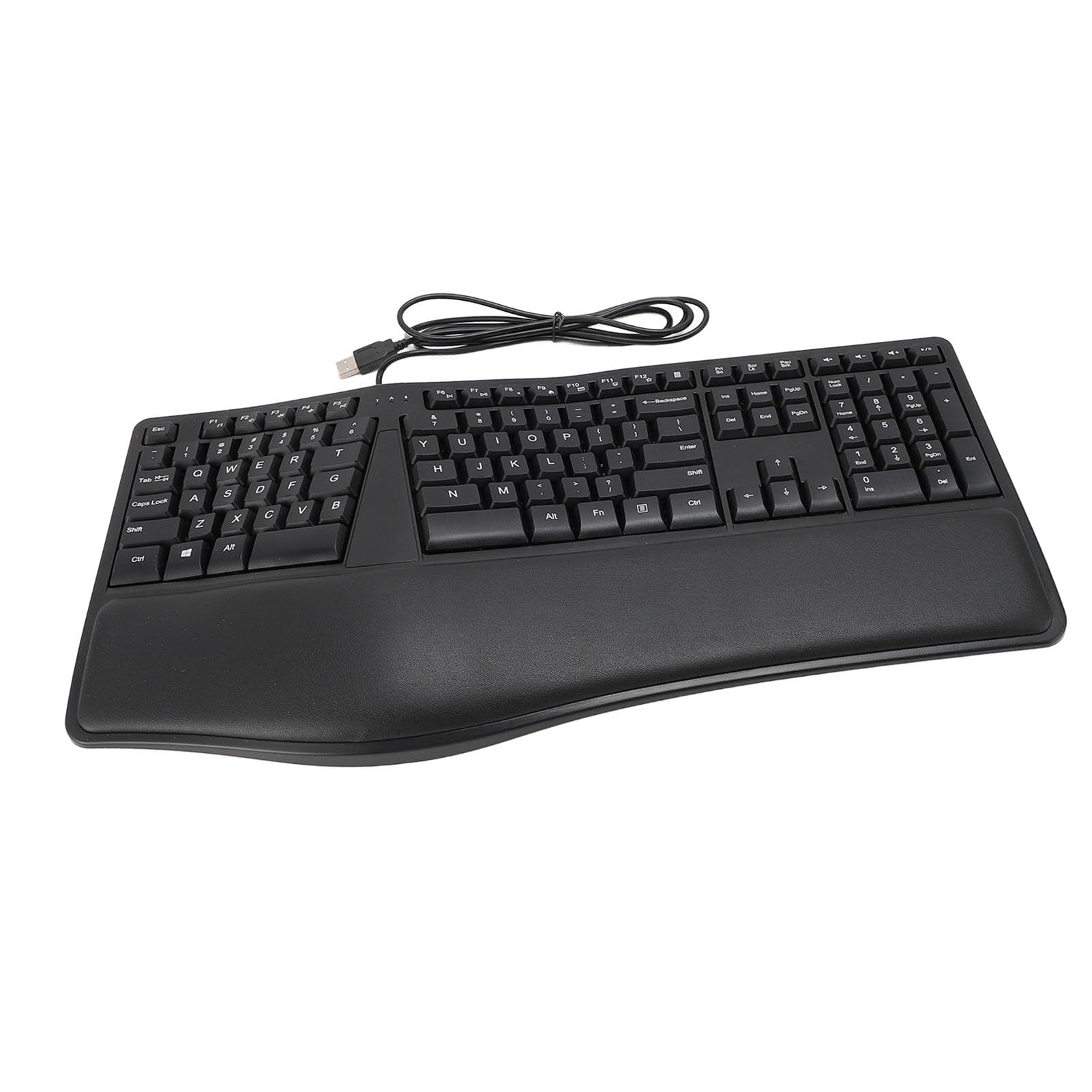 Tastiera Ergonomica Cablata Tastiera Divisa con Poggiapolsi 110 Tasti USB 2.0 Silenziosa Cablata per PC Portatile con Cavo da 1,5 M Indicatori LED