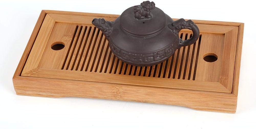 Bamboo Tea Tray, Tasteful Bamboo Japanese Chinese Gongfu Tea Table Mini Square Kongfu Tea Plate with Water Storage Function for Home Office Teahouse