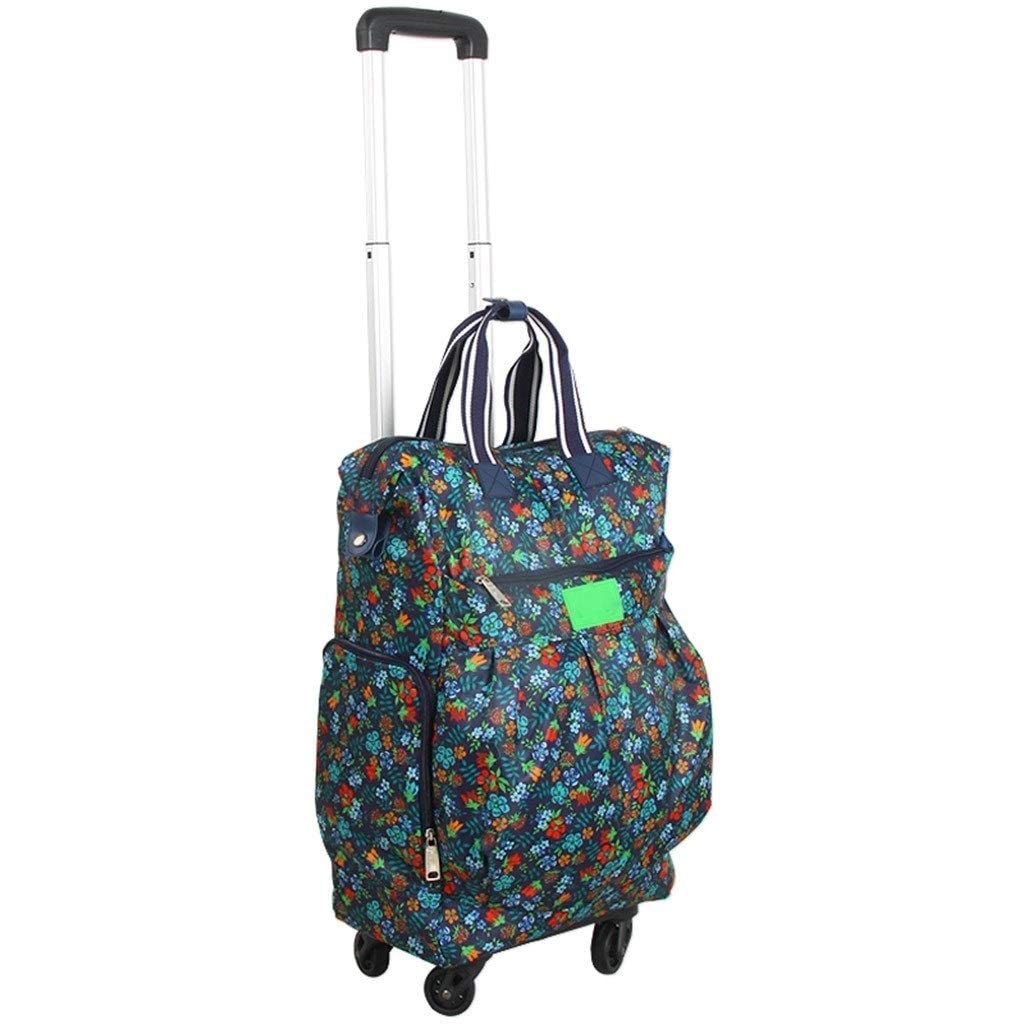 Carrelli elevatori Trolley Stampa Verde Ruota Universale Trolley Portatile Nero Borsa da Viaggio Borsa da Viaggio Pieghevole Borsa per la Spesa Retrattile