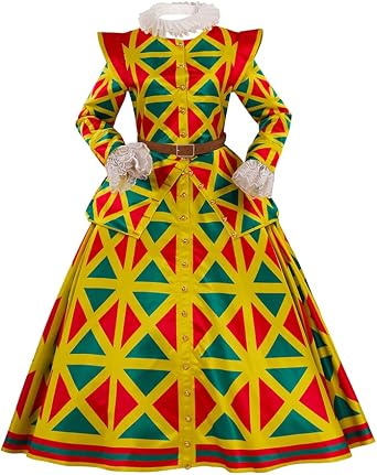 Saniplaycos Medieval Clown Dress Vintage Renaissance Court Noble Elizabeth Clown Ball Gown for Women