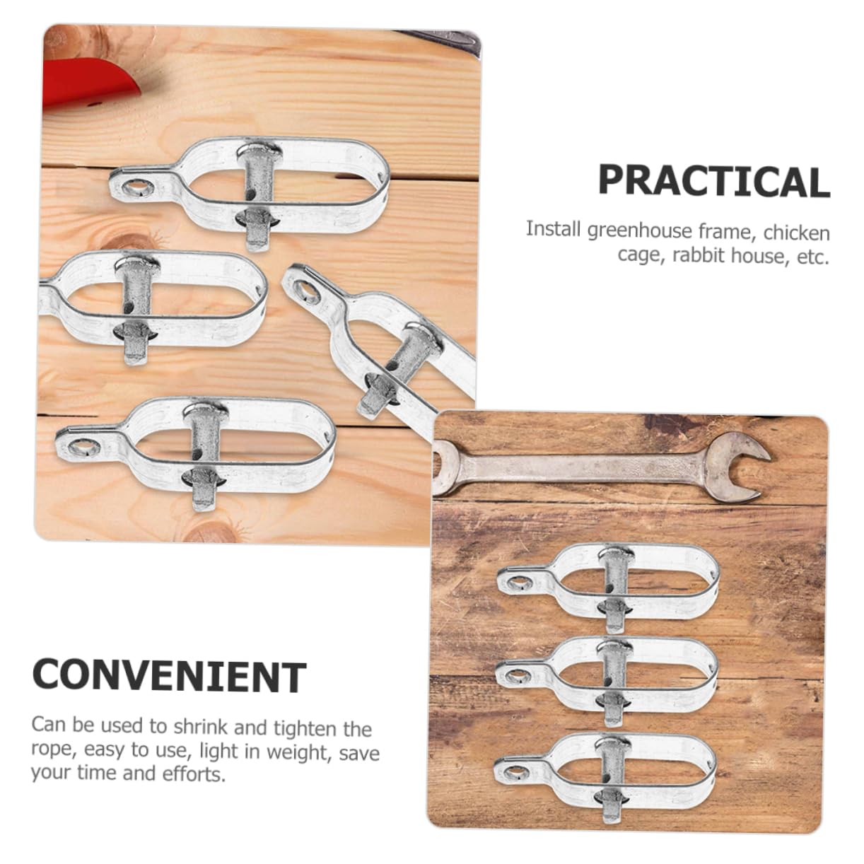 Levemolo 6pcs Cable Rope Tensioner Garden Wire Tensioner Tool Heavy Duty Metal for Tensioning Wires Long-Lasting and Easy to Install