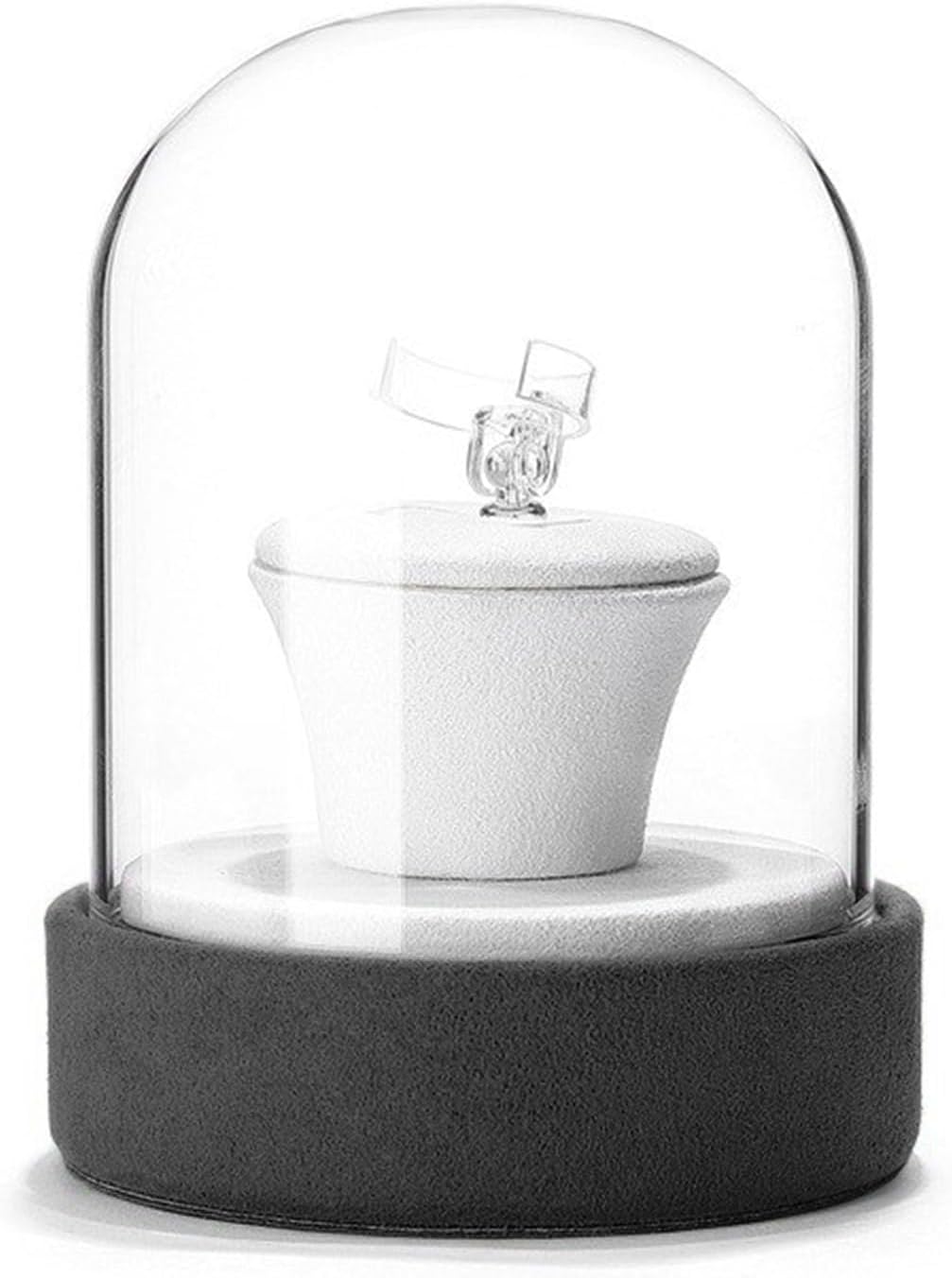 Jewelry Display Stand with Glass Dome Stylish Accessories Showcase Rack Rings Necklaces Earrings Holder