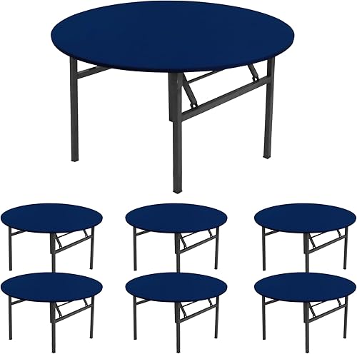 Miniatura 1 de Paquete de 6 manteles de elastano para mesa redonda de 6 pies, manteles redondos elásticos ajustables lavables con borde elástico para interiores y