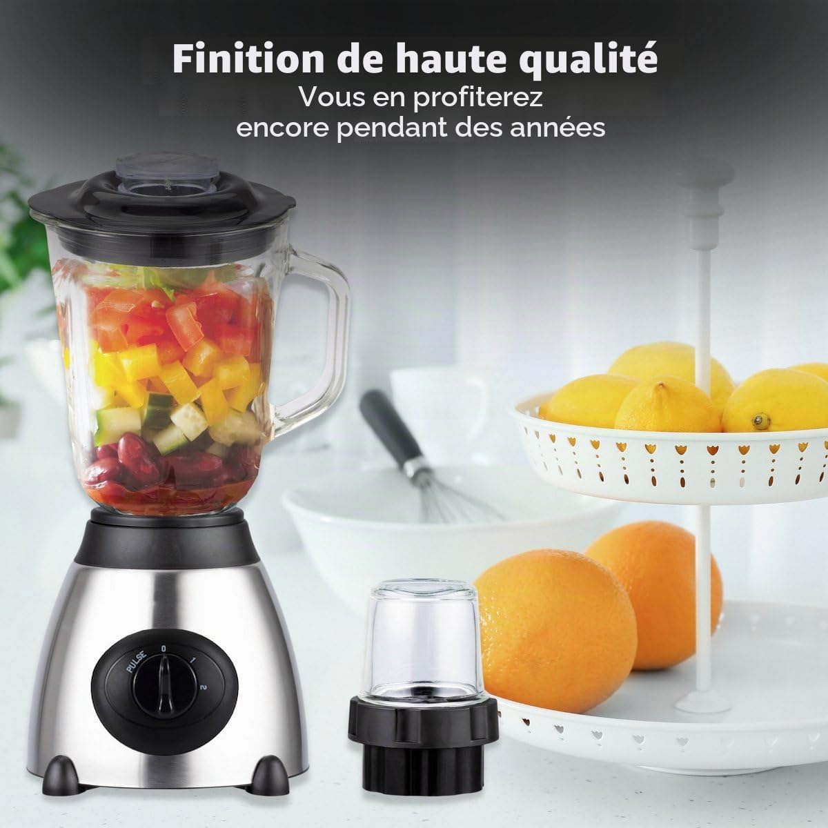 Royal Swiss® Blender 1030W – Mixeur Smoothie, Shake et Glace Pilée – Inox Durable – Bol 1,5 L – Mixeur Familial Haute Puissance pour Cuisine Maison