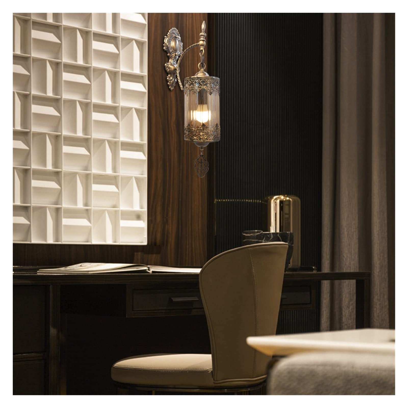 Lámpara de pared, Retro Turquía Lámpara de pared Pantalla de vidrio Soporte galvanizado Compatible con bar Restaurante Cocina Cafetería Lámparas de pared Accesorios Pasillo, Lámpara de pared moderna