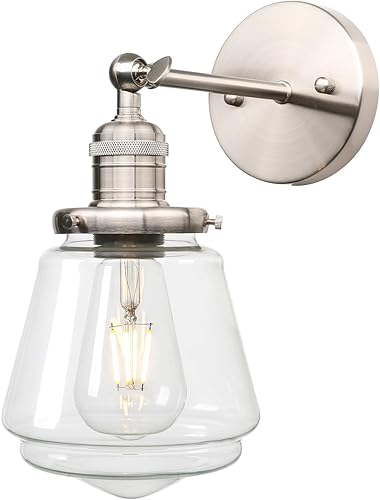 Miniatura 11 de Phansthy Lámpara de pared industrial, lámpara de pared ajustable de 180 grados, lámpara de pared con pantalla de vidrio, iluminación decorativa de