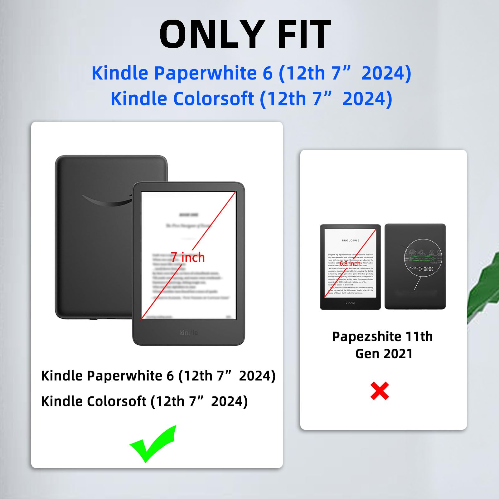 Capybara Schutzhülle für Kindle Paperwhite 6 12. 7 Zoll & Colorsoft 17,8 cm (7 Zoll) und Colorsoft 17,8 cm (7 Zoll), PU-Leder, Smart-Magnet-Tablet-Hülle, schlanker Folio-Aufsteller, harte