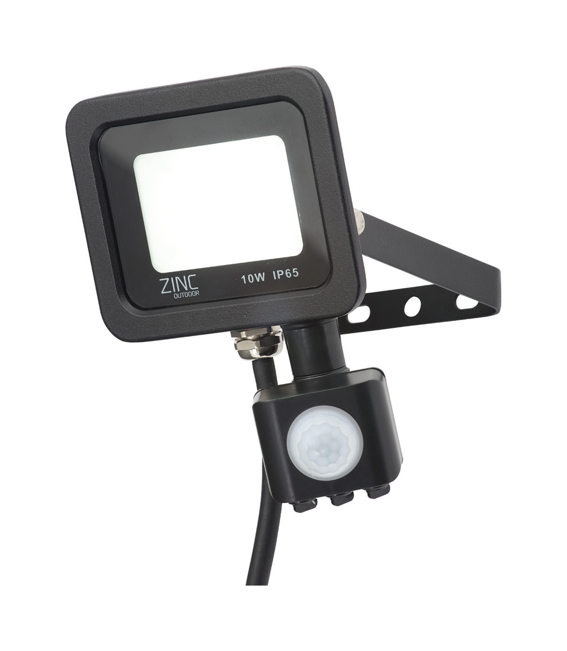 Zinc Black Zn-34359-Blk Rye 10W Led Floodlight, Ip65, 800Lm, 6500K, Daylight White, Pir