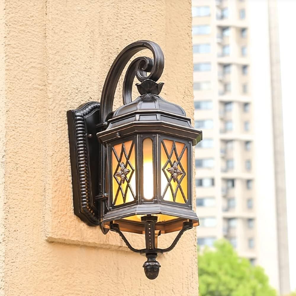 Lampade Da Parete Per Esterni Applique Da Parete Per Esterni Retrò Europea In Alluminio Con Paralume In Vetro, Lampada Per Veranda, Patio, Giardino Per Patio Ed Esterni