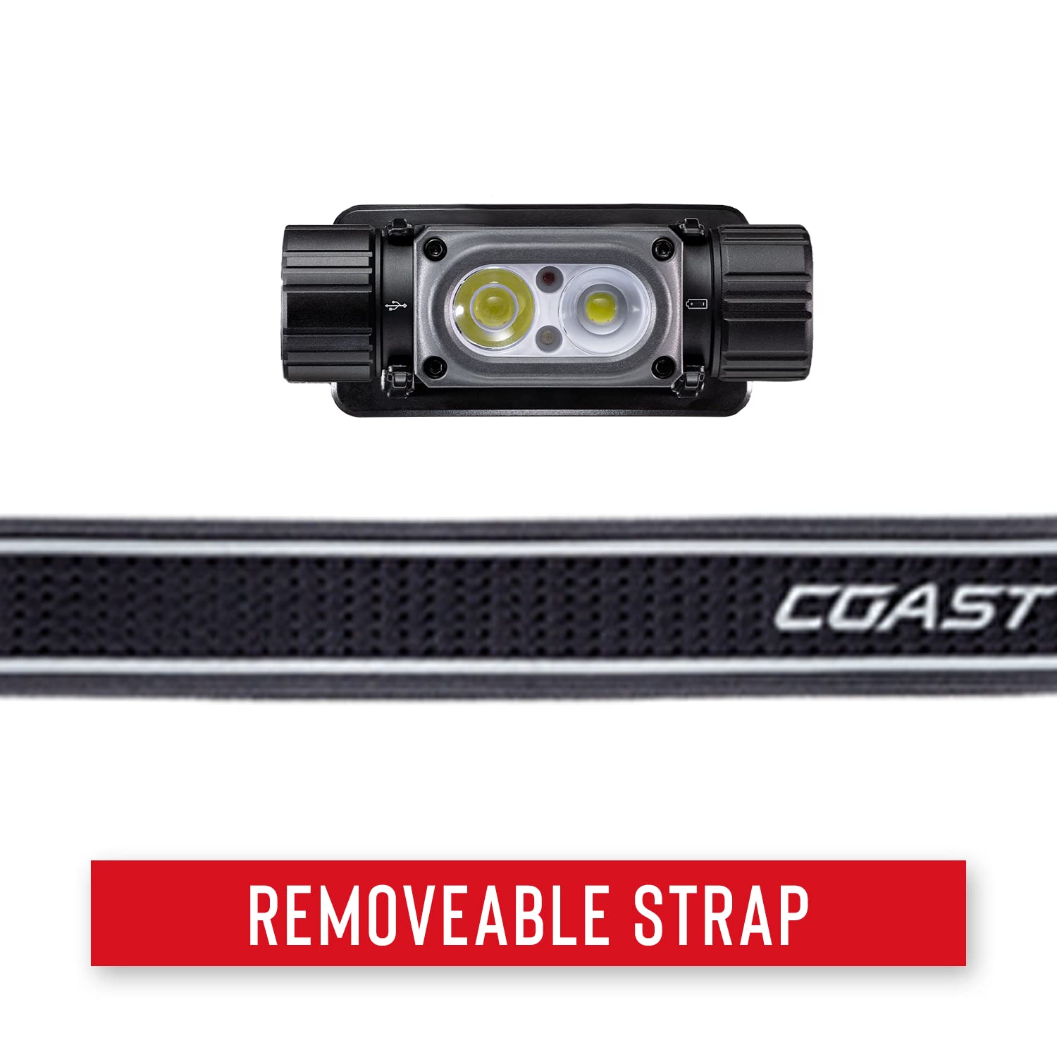 Coast WPH34R Kopflampe - 2000 lm, Wasserdicht IP68, Ultra Hell, USB-C Aufladbar & Dual Power, 6 Leuchtmodi mit Spot- und Flutlicht, Blau/Schwarz