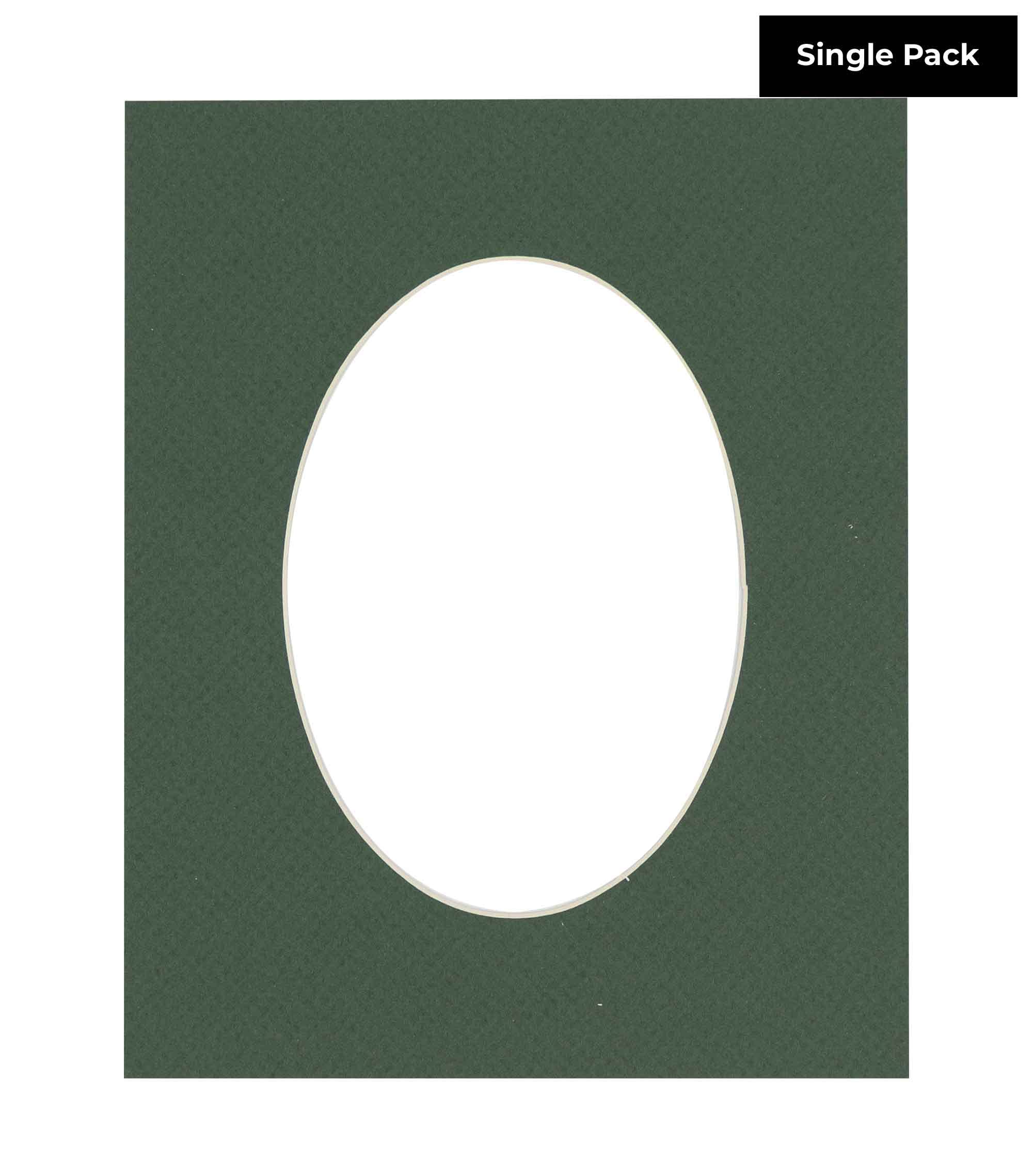 CountryArtHouse Hunter Green Acid Free 8x10 Oval Picture Frame Mat with White Core Bevel Cut for 5x7 Pictures - Fits 8x10 Frame - Pack of 1 Matboard Show Kit with Acid Free Backing & Clear Bag