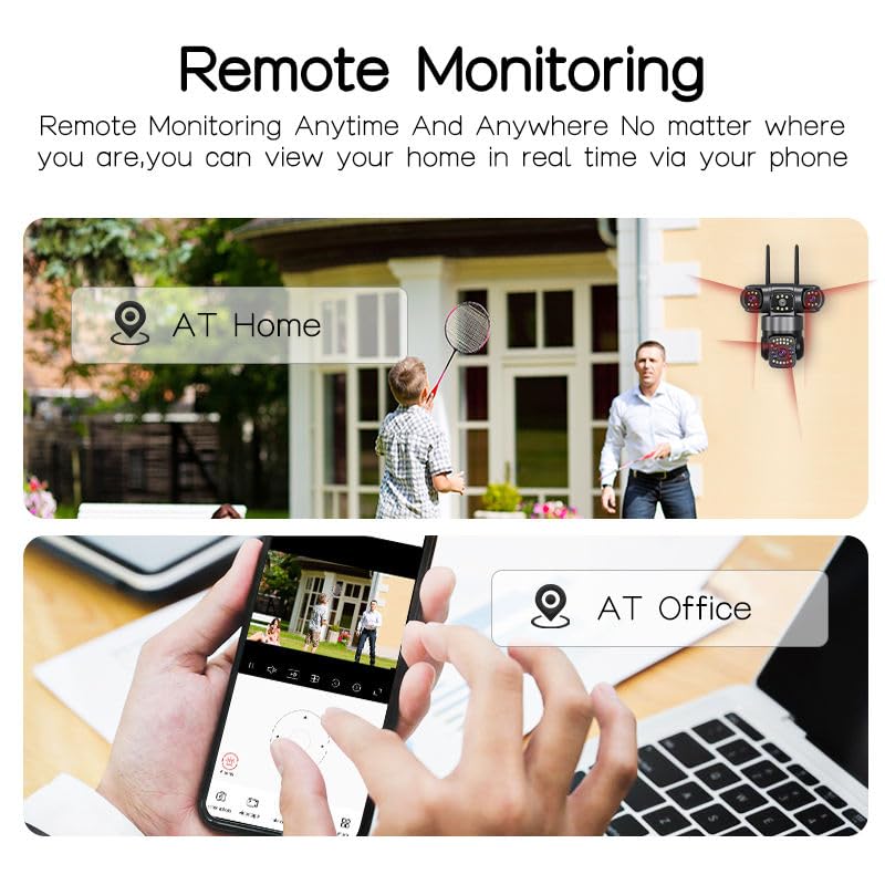 Image of TP PLUS 3MP Full HD Smart Wi-Fi CCTV Home Security Camera 360 with Pan Tilt Bulb Camera View & Talk 128GB SD Card (New Dual Lens PTZ) (4 Lens PTZ Camera)