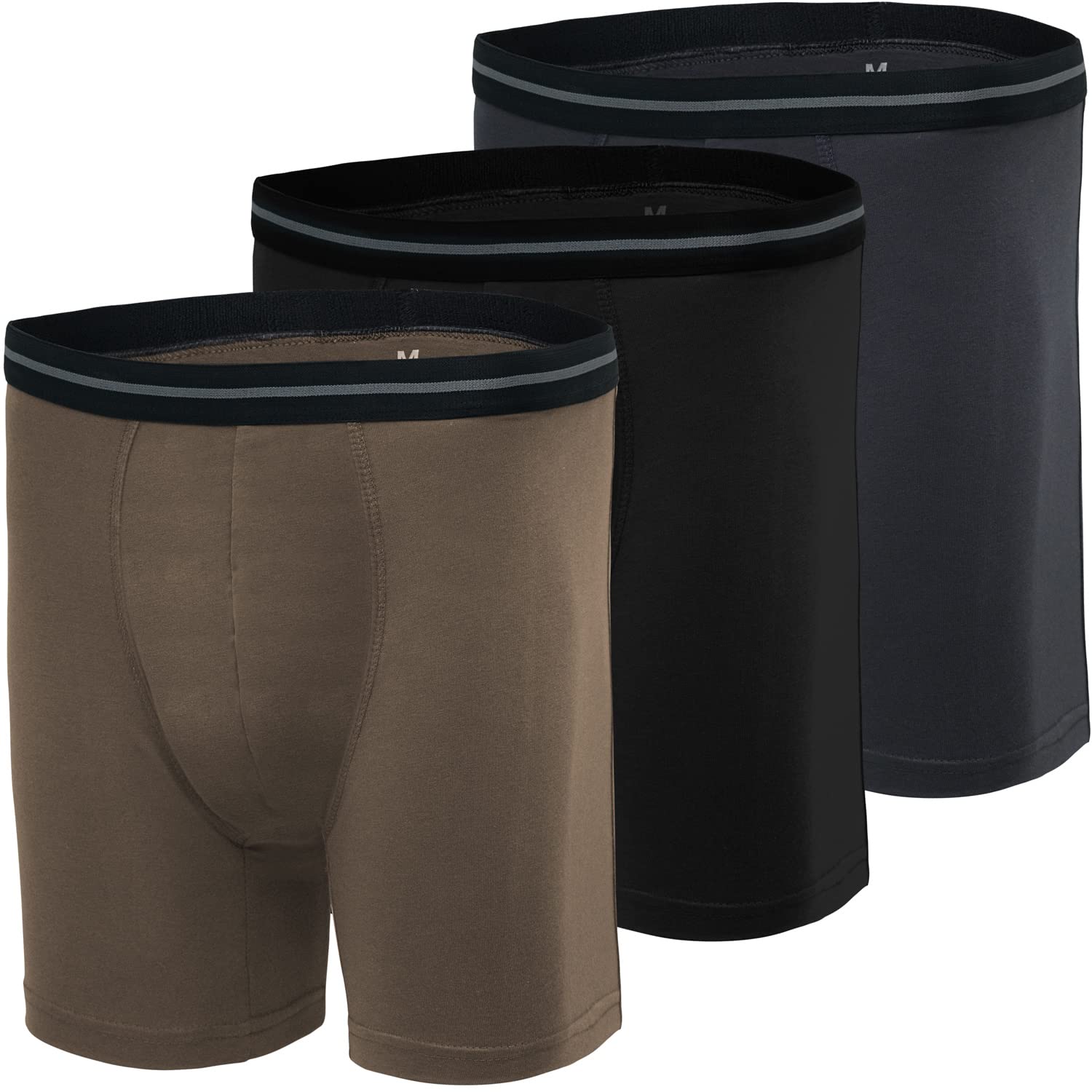 FlushMens Underwear Boxer Briefs for Men Pack-3 - With Pouch Comfort Flex Waistband Stretch Tagless Cotton Briefs