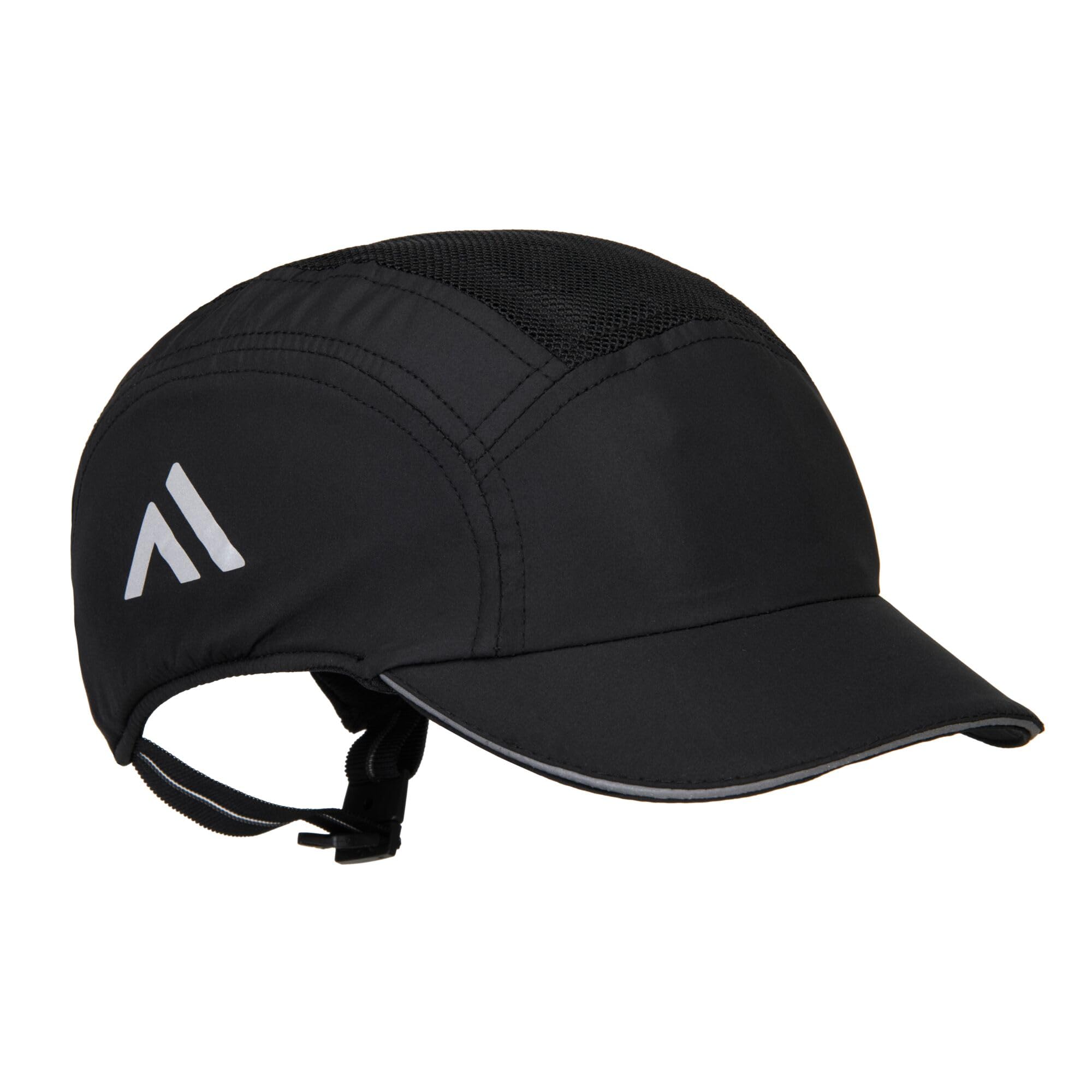 Portwest PS79 AirTech Light Bump Cap Lightweight Head Protection Impact Resistant Shell Ventilated Design Reflective Piping Adjustable Fit Certified Safety, Black, One Size
