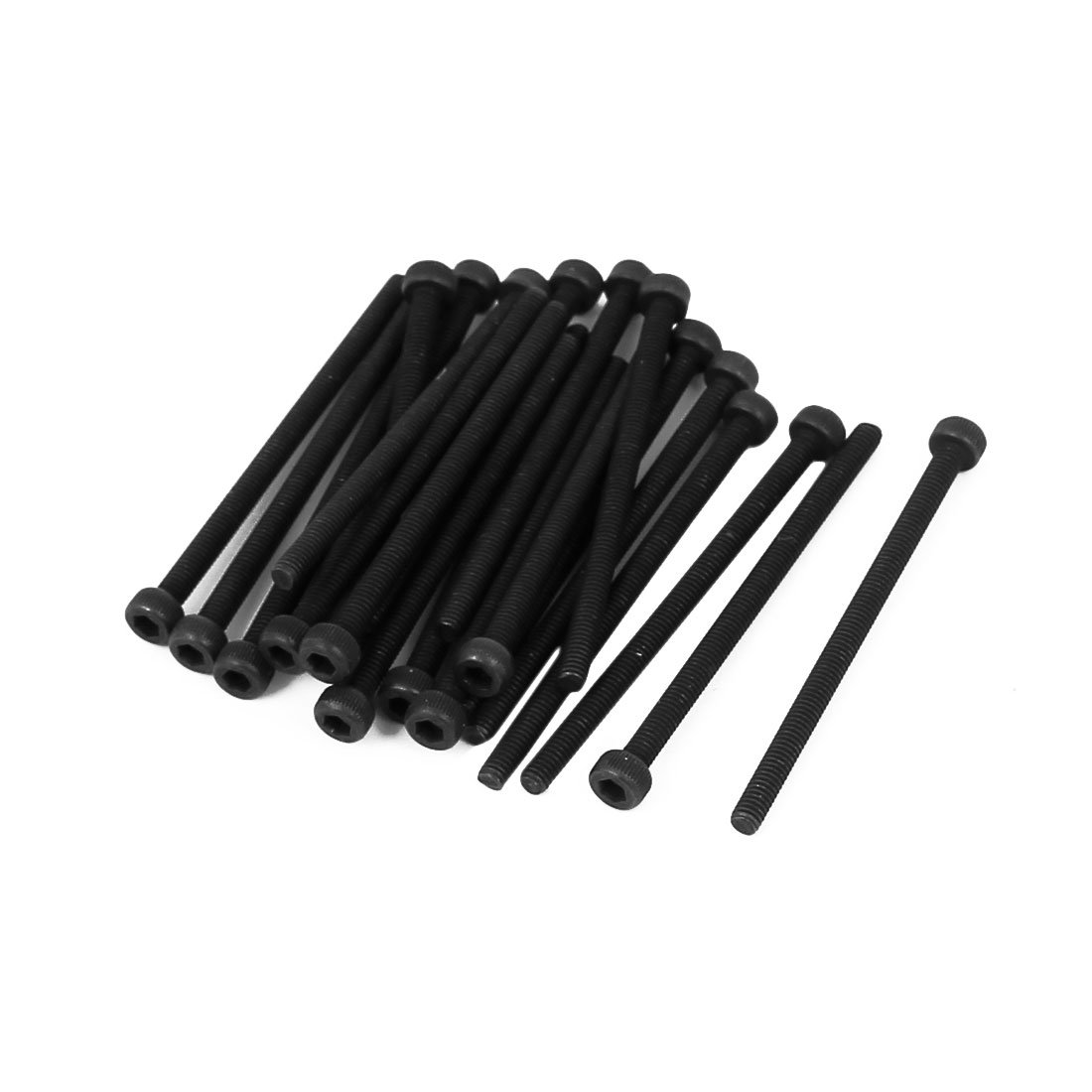 Sourcingmap M2.5x40mm Fully Thread Hex Socket Head Knurled Cap Screw Bolt Black 20pcs