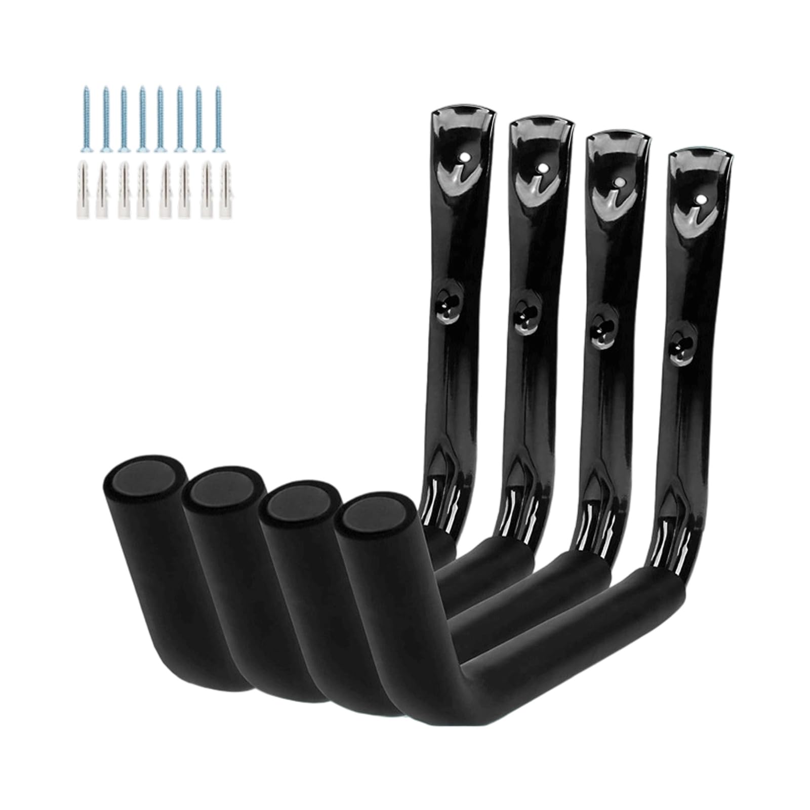 Nucelit Sturdy Iron Hooks for Bike Kayak Storage 4-Pack Metal Wall Mounted Hangers with Secure Hardware Garage Workshop Tool Rack Bike Storage Hooks for Garage