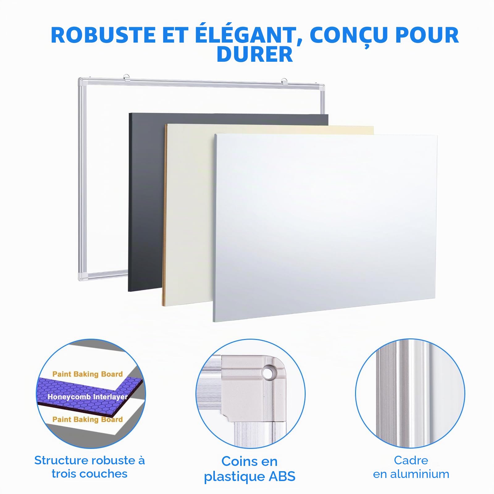 maxtek Tableau Blanc Effacable avec Patere Porte 75 × 50 cm, Magnétique Whiteboard Mural Sans Percage, Tableau Cadre en Aluminium avec 4 Marqueurs, 6 Aimants, 1 Effaceur pour Maison, Cellier, Bureau
