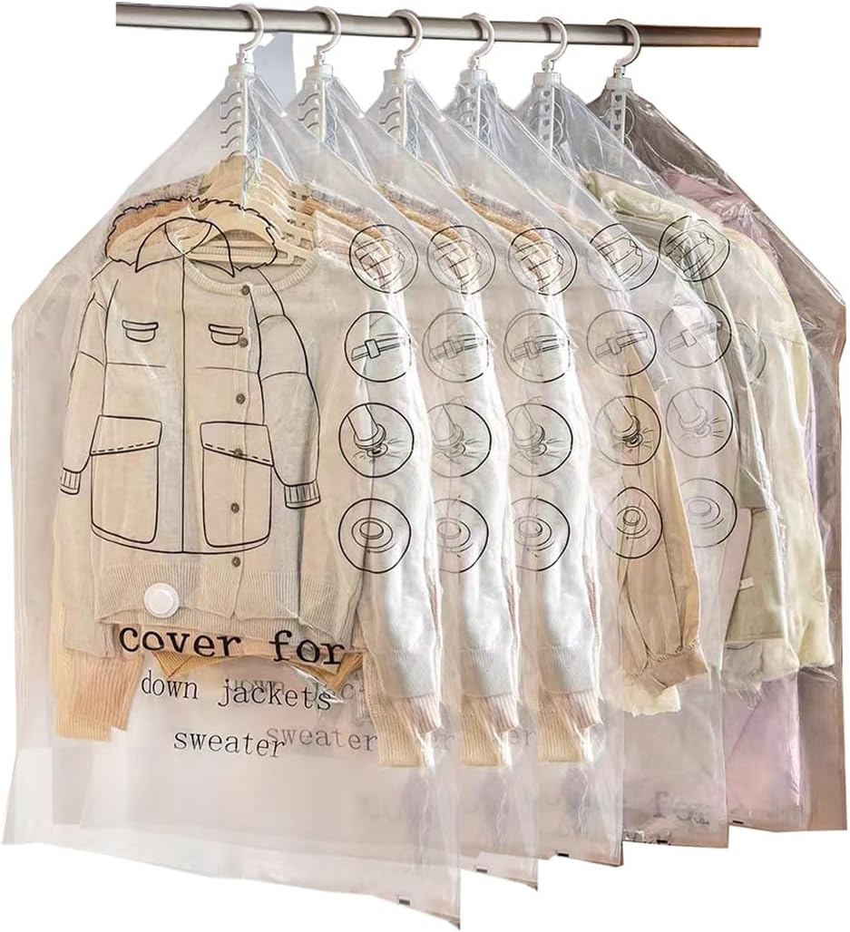 Hanging Vacuum Space Saver Bags 6 Pack, Closet Organizer