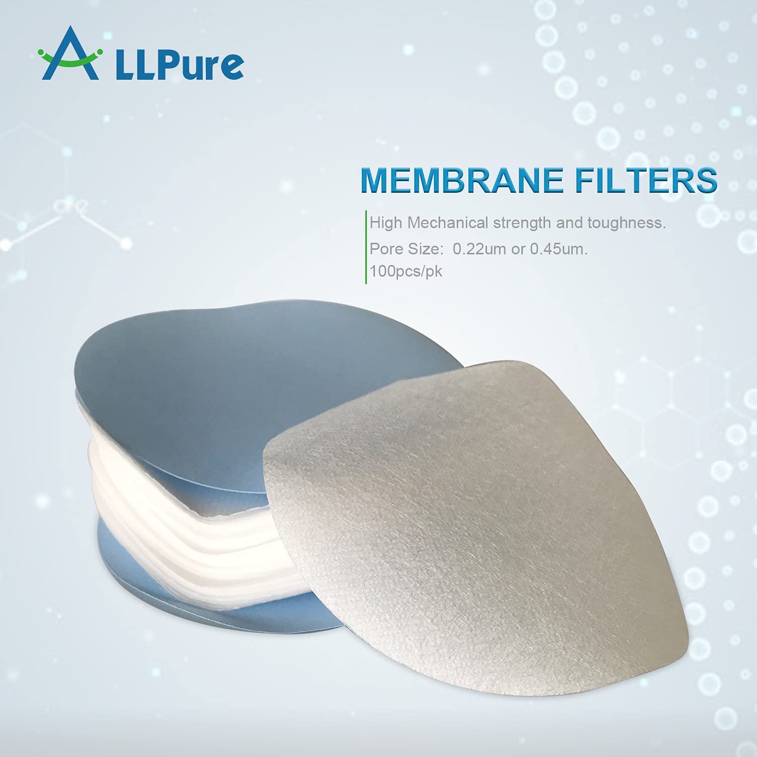 Filtri a membrana Diametro 90 mm Dimensione dei pori 0,22 μm o 0,45 μm per membrana di filtrazione da laboratorio da Allpure Biotechnology [100 pezzi per scatola] (90 mm-0,45 μm, PTFE idrofobo)