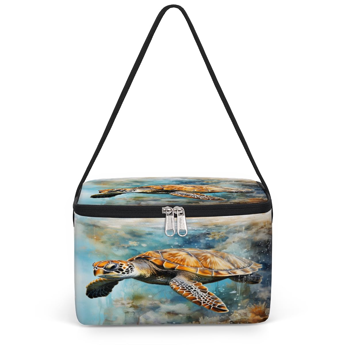 GzLeyigou Ocean Turtle Lunch Bags for Women Men 9 Cans, Hot & Cold Food Delivery Bag Insulated Grocery Bag Insulated Lunch Box Turtle Cooler Bag for Office Work Picnic Beach