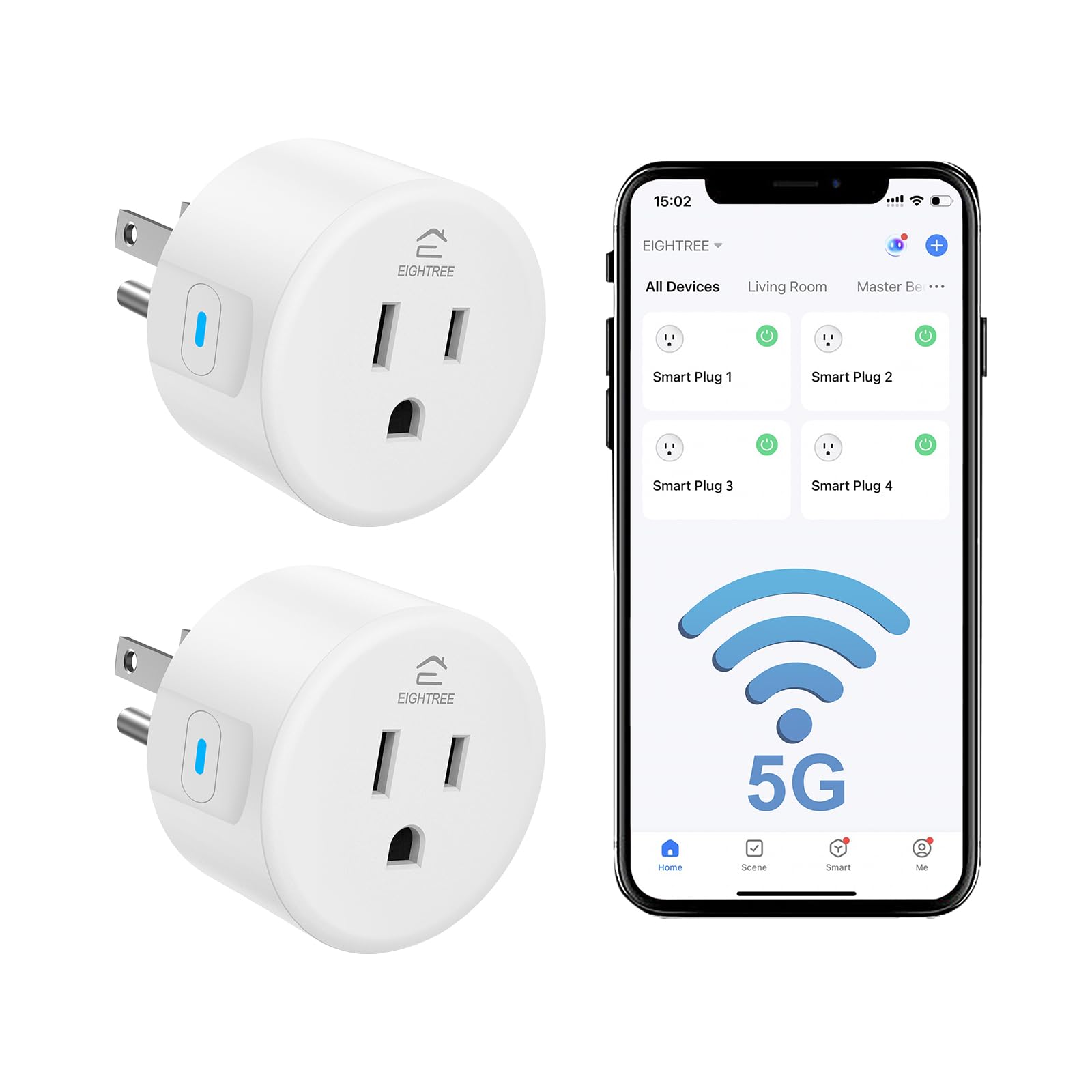 Eightree Smart Plug for 5GHz & 2.4GHz, Smart Outlet WiFi Socket with APP Remote Control, Compatible with Alexa, 2 Pack