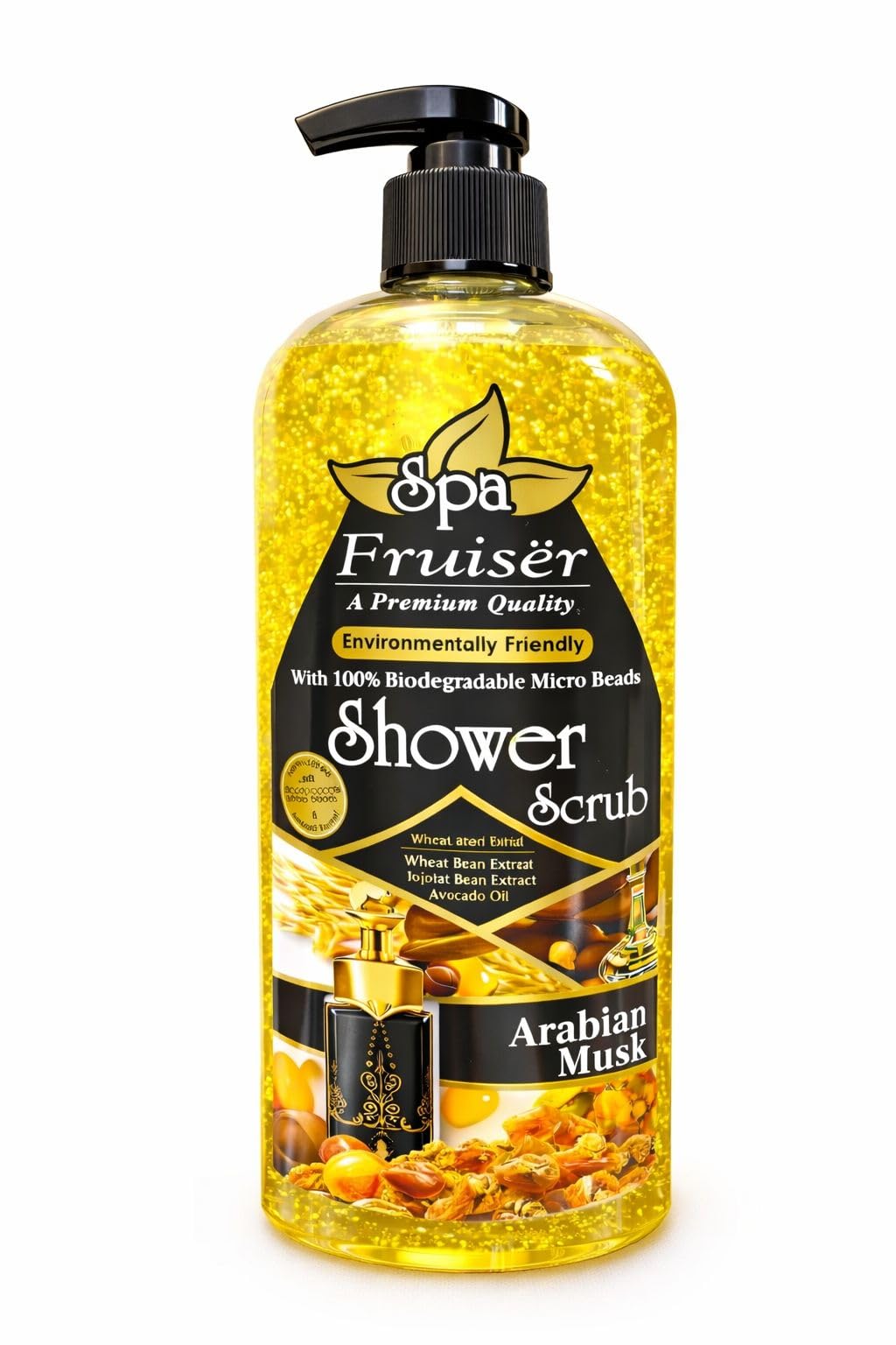 Fruiser Shower Scrub Exfoliating Body Scrub for Smooth & Glowing Skin – Deep Cleansing Moisturizing Shower Exfoliator for All Skin Types, 730ml (Arabian Musk)