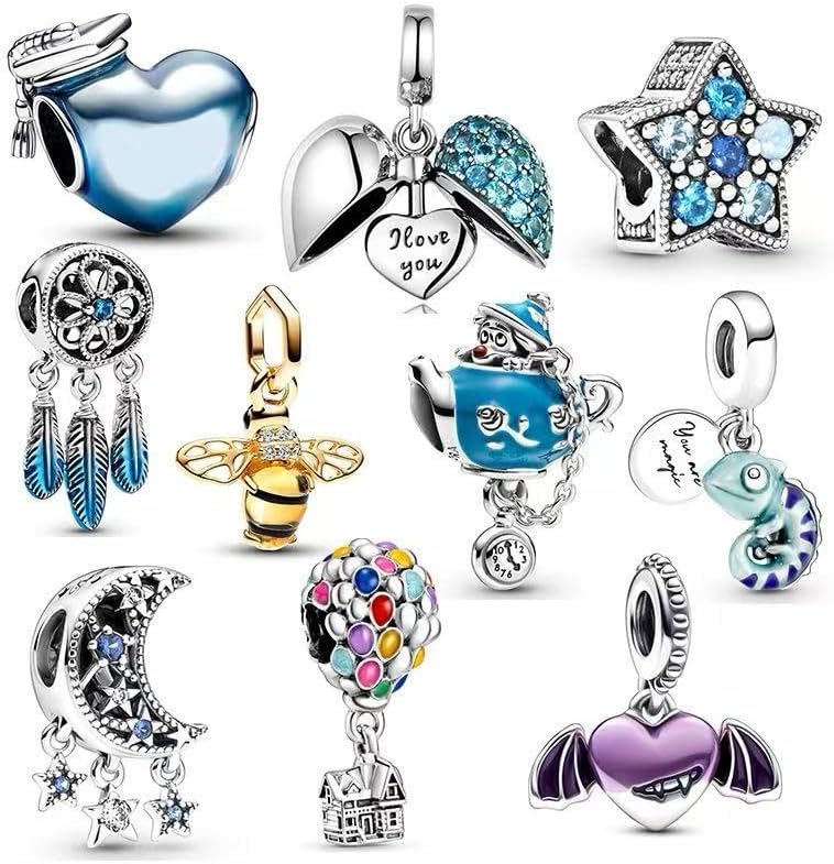 10 Pack Silver Charms,CZ Pendant Charms for Bracelets and Necklaces, DIY Jewelry Accessories,Jewelry Charm Set for Women Wife Gift.Birthday Gift image 5