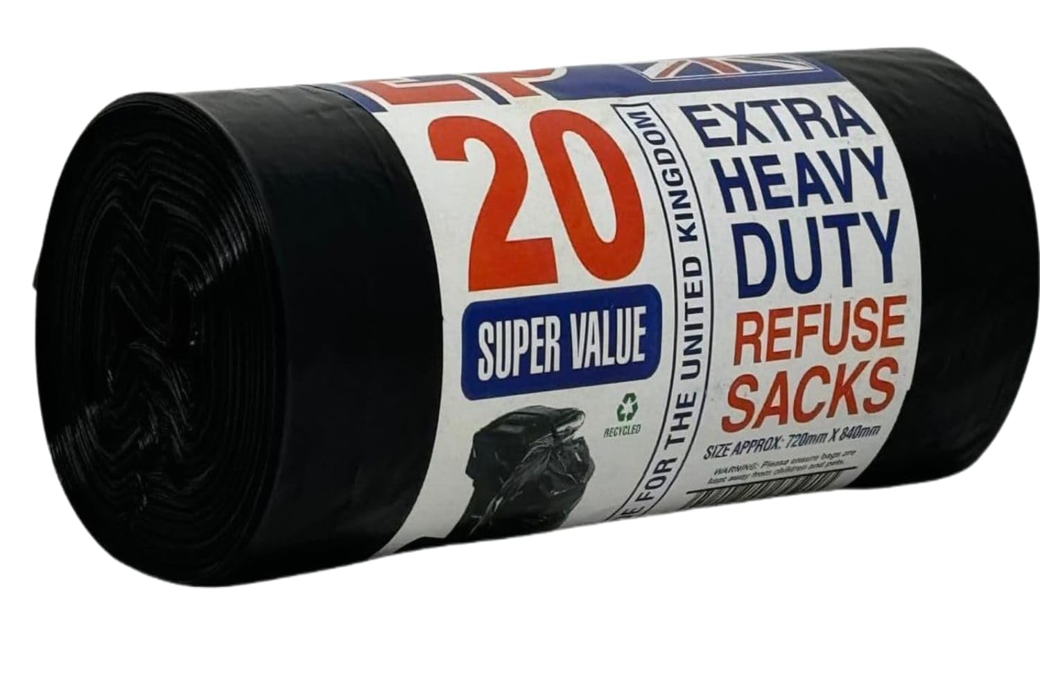 Shmox Black Bin Bags Heavy Duty Bags Roll | Strong Waste Bin Liners & Refuse Bags 29" X 38"| 20 Pcs Bin Bags For Home & Kitchen Waste