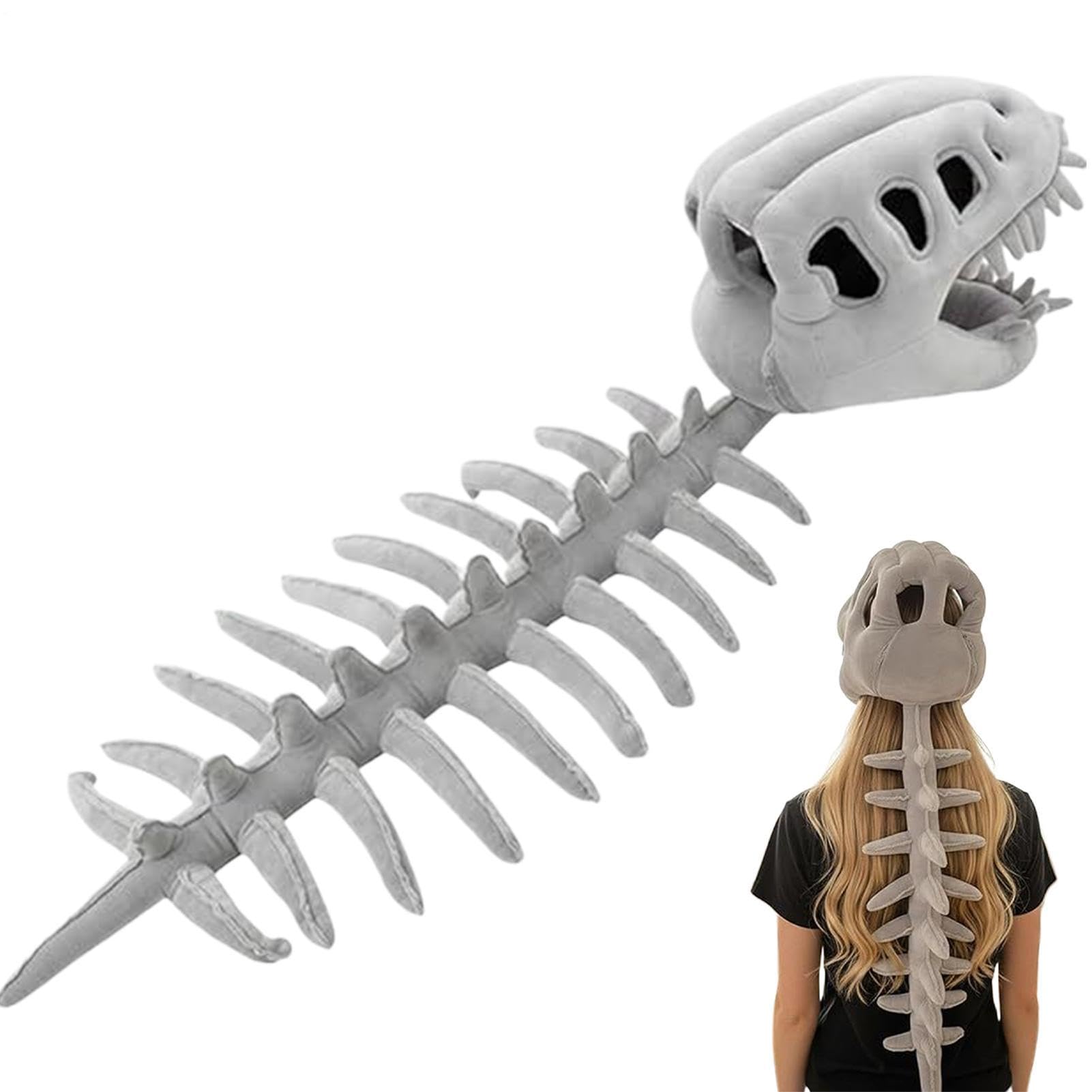 Arroopu Animal Costume Adult Dinosaur Skeleton Costume 3D Plush Dinosaur Skeleton With Wearable Skull And Spine Prop, Realistic Dino Cosplay Outfit For Halloween Party And Themed Events