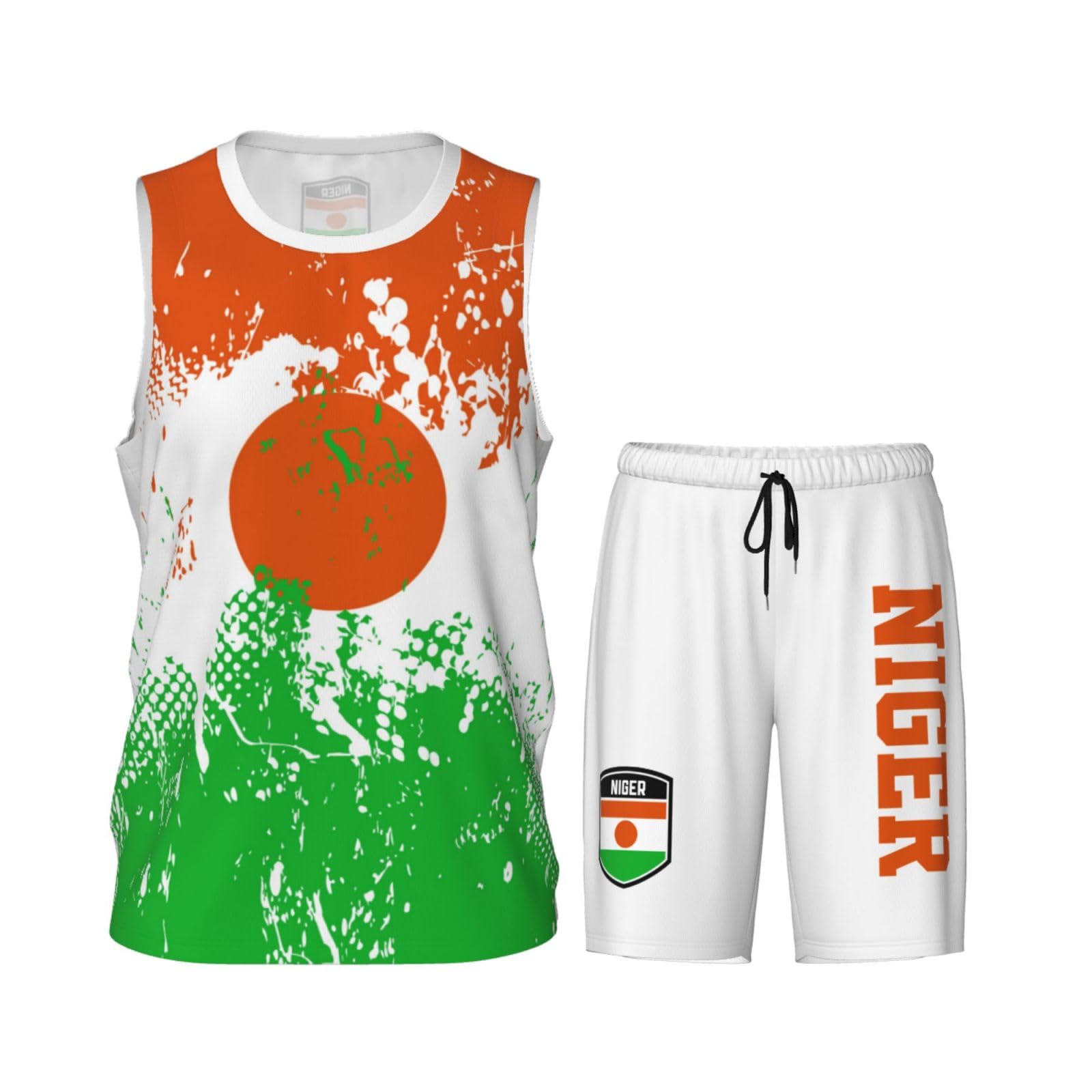 Niger Flag Grain (1) Basketball Jersey Uniform Suit for Men Adults Training Athletic Set