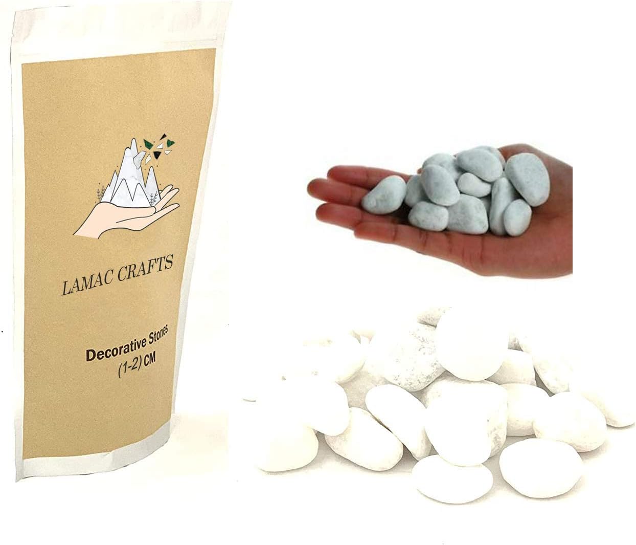 LAMAC CRAFTS - White Pebbles (Extra Small 7kg) (1-2 cm)