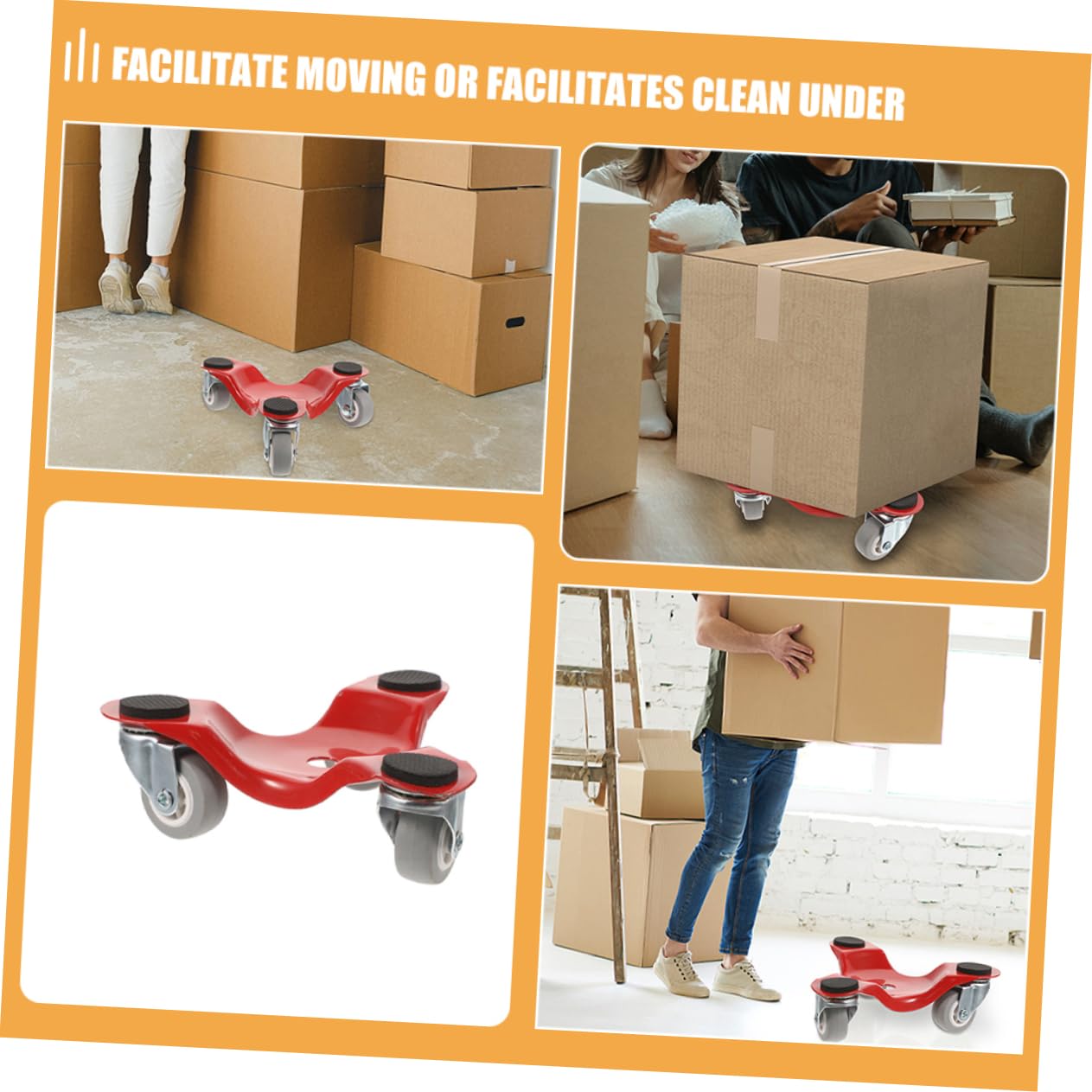 Operitacx Kit 3 Pezzi Spostamento Mobili Dolly Metallo a 3 Ruote Triangolare per Facilitare Trasloco di Mobili Pesanti e Proteggere Pavimento
