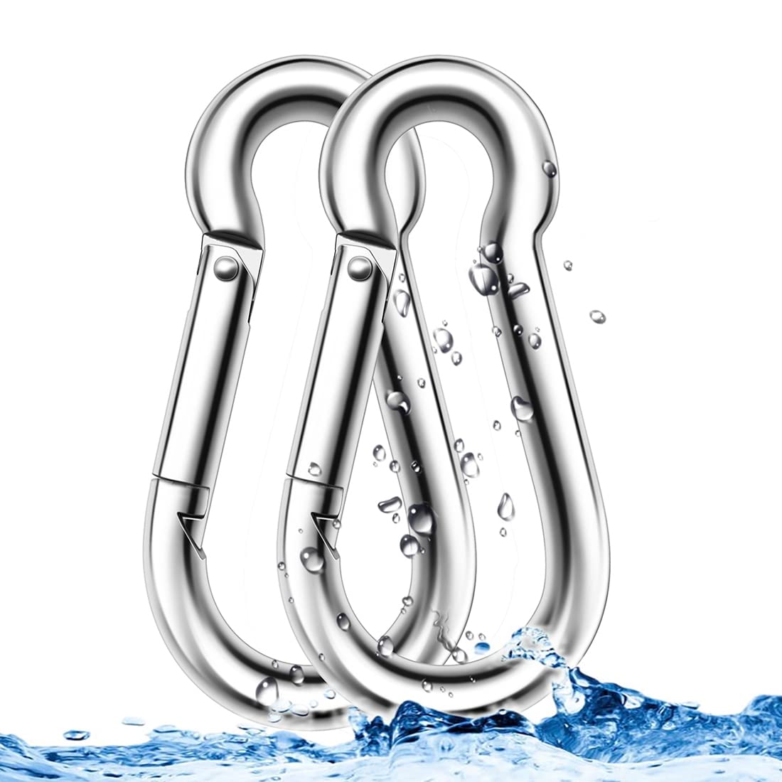 3.15 Inches Heavy Duty Stainless Steel Carabiner for Gym Equipment, EFFIET 2 Packs Spring Snap Hook Clips Spring Link Buckle for Gym Exercise, Punching Bags, Fishing, Hiking, Camping