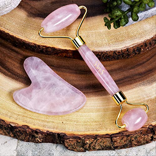 Authentic Jade Roller & Gua Sha set for face to Improve Wrinkles and Rejuvenates, Real and durable Jade with no squeaks