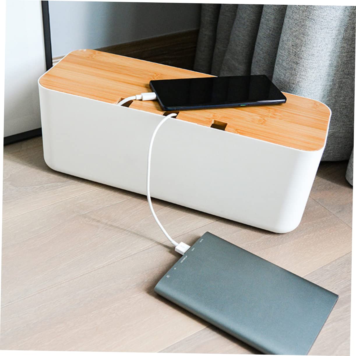 VILLCASE Caja de Almacenamiento para Cables y Regletas Color White