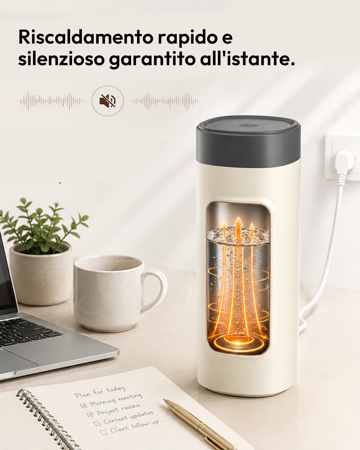 Maestri House Bollitore piccolo da 550 ml, 6 in 1, bollitore da viaggio, riscaldamento rapido, rivestimento interno in acciaio inox 304, per tè, caffè e latte per bambini