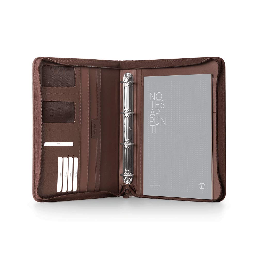 In Tempo Portablocco Office Con Manico In Finta Pelle Con Zip, 28 X 36 Cm, Marrone