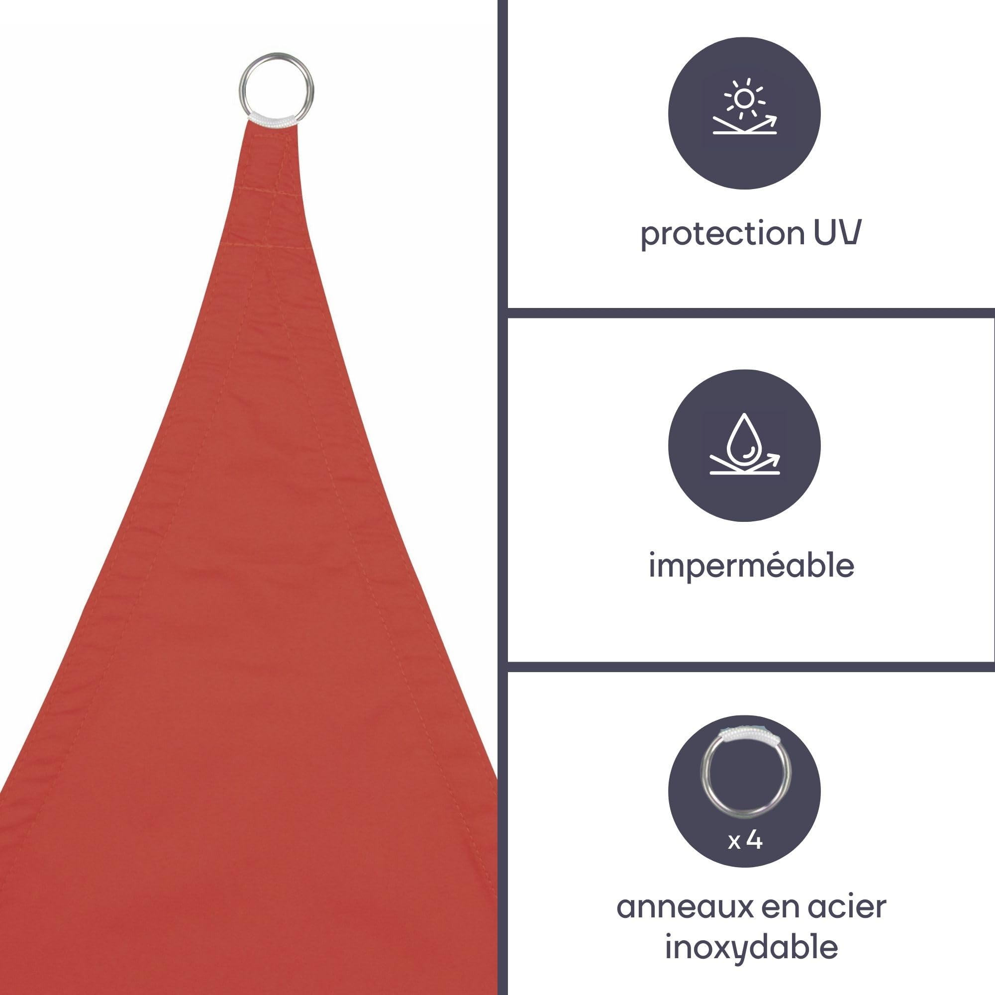 Perel Voile d’ombrage 5 x 5 m, Carree pour Jardin et terrasse, Polyester deperlant 160 g/m2, Protection UV 90%, Toile Respirante avec Anneaux en Acier Inoxydable, Terracotta