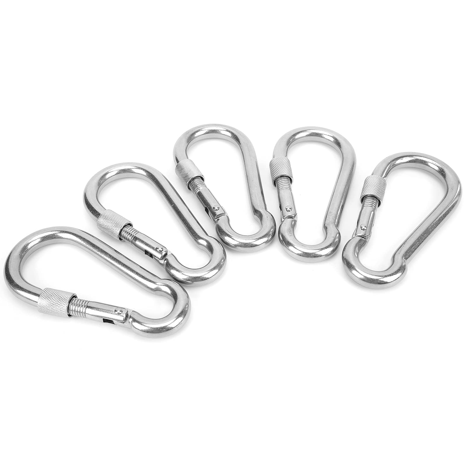 Bediffer Karabiner mit Karabinerhaken, Robust, 5 Stück, für Camping, Wandern, Angeln, Edelstahl, 120 Mm
