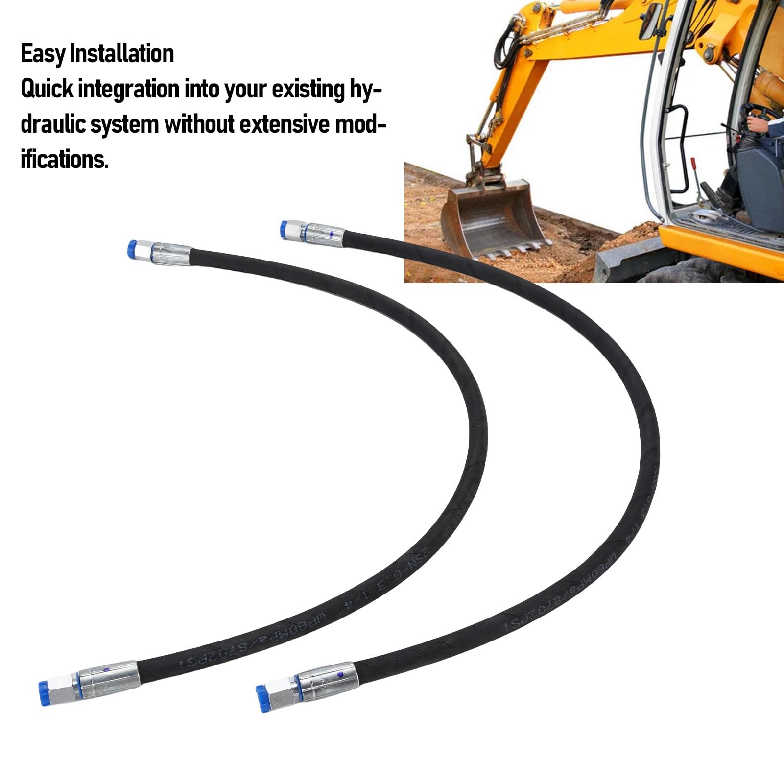2 mangueras de válvula desviadora para excavadora, 32 Pulgadas de largo, manguera M14, interfaz de 1/4 Pulgadas, manguera hidráulica para excavadora con accesorios para