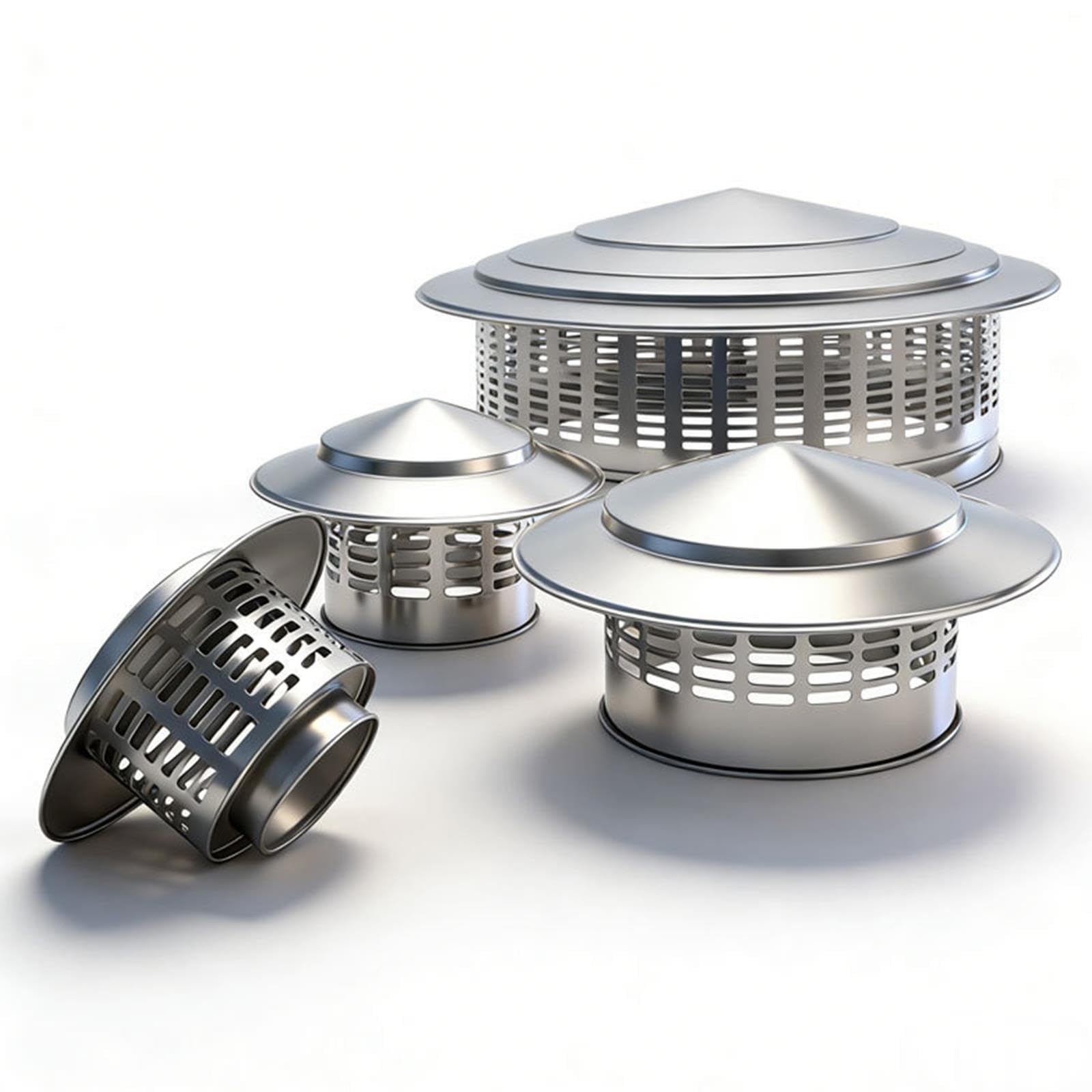 Comignolo Canna Fumaria in Acciaio Inox 304, Antipioggia e Antivento | Cappello per Camino 75-400mm, Terminale Rotondo con Retina per Tubo Stufa e Sfiato Tetto(16in(400mm))