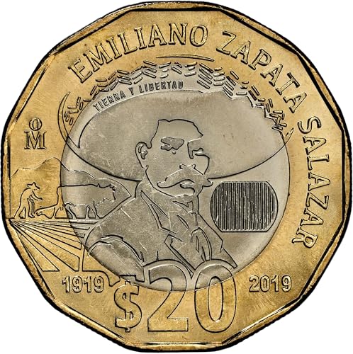 2019 Mo Mexican Bimetallic 20 Peso Coin. Celebrating Emiliano Zap...