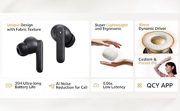 QCY Buds Bluetooth Kulaklık - Şık Tasarım - iPX4-35 Saat Ultra Uzun Pil Ömrü - Düşük Gecikme 0.06s -AI Beyaz