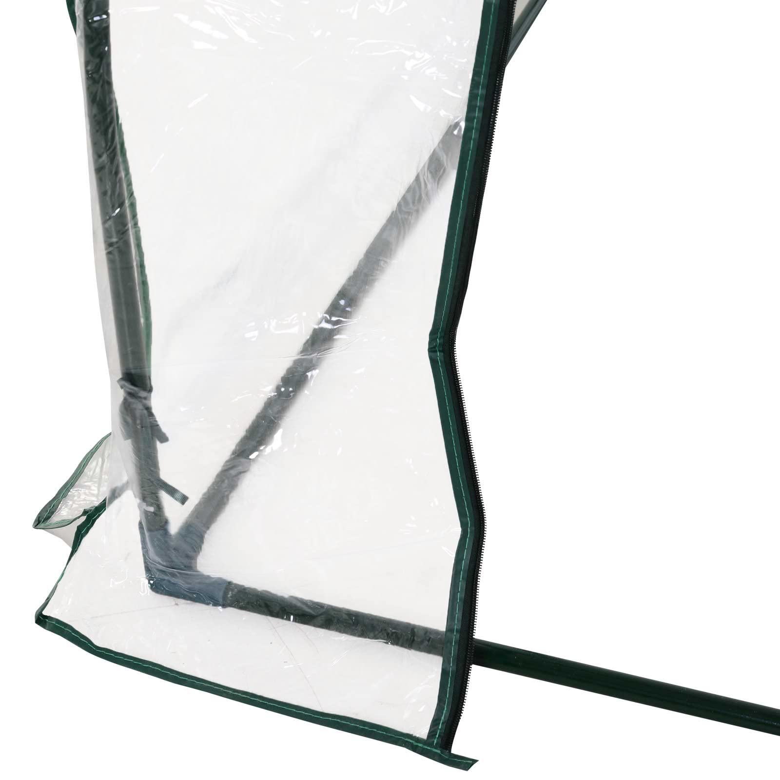 Outsunny Serre de Jardin Tunnel Mini Serre Tunnel Serre à tomates 2,5L x 1l x 0,8H m Grande Porte zippée bâche Plastique Transparent métal époxy Vert